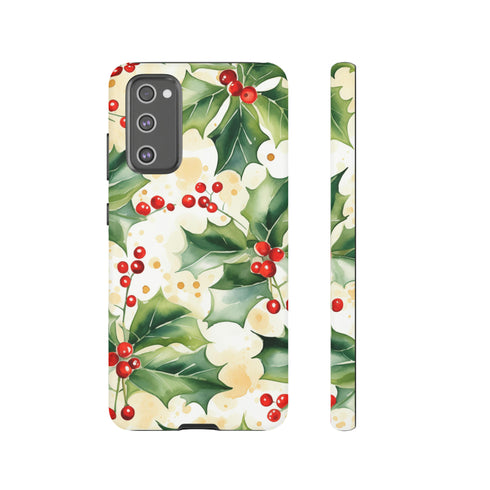 Christmas Holly on a Golden Background - Impact Resistant Phone Case Samsung Galaxy S20 FE Matte
